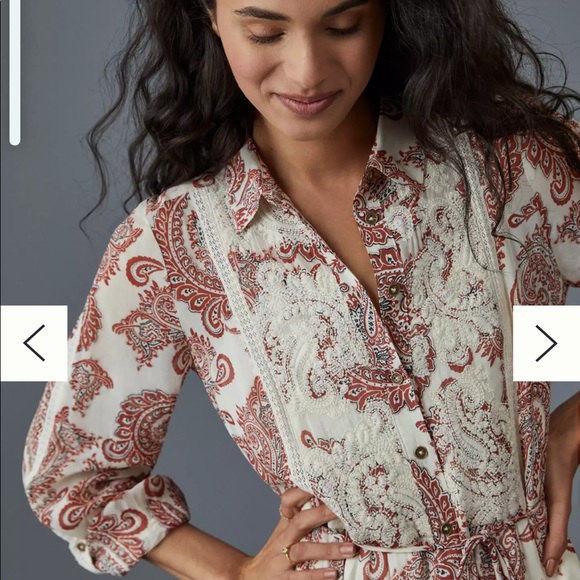 RARE!!Anthropologie Allaire Paisley Maxi Shirt Dress. NWOT - Picture 4 of 11